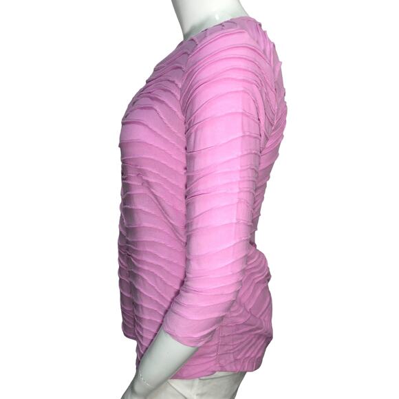 Chicos Top Womens Size 1 US 8 Pink Knit Shirt Blouse Textured 3/4 Sleeve NEW - Picture 5 of 13